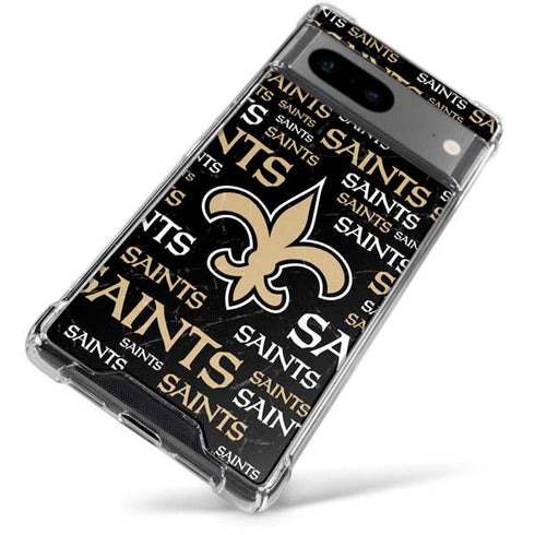 NFL New Orleans Saints Black Blast Google Pixel 7a Clear Case
